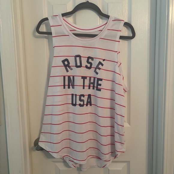 Grayson Threads Tops - Grayson Threads - Rosé in the USA - 4th of July - Red and White Tank Top - XXL